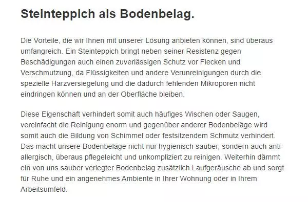 Steinteppich als Bodenbelag 